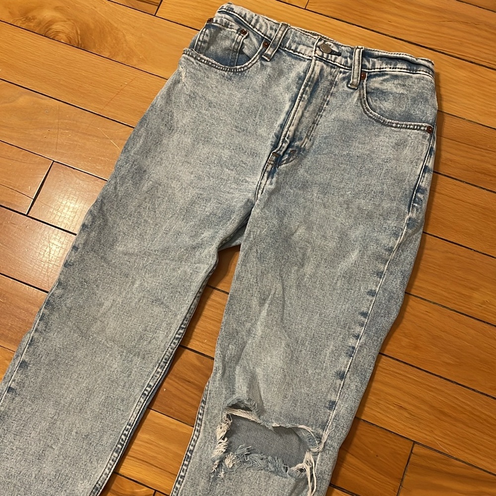 Abercrombie & fitch cropped ankle straight light wash jeans size 25/0 SHORT - Picture 3 of 8